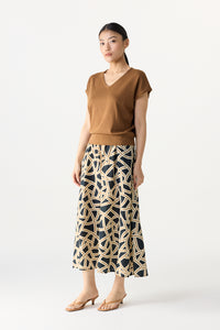 Printed Elasticated Midi Skirt