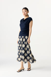 Checks Elasticated Midi Skirt