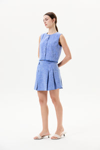 Pleated Tweed Mini Skirt