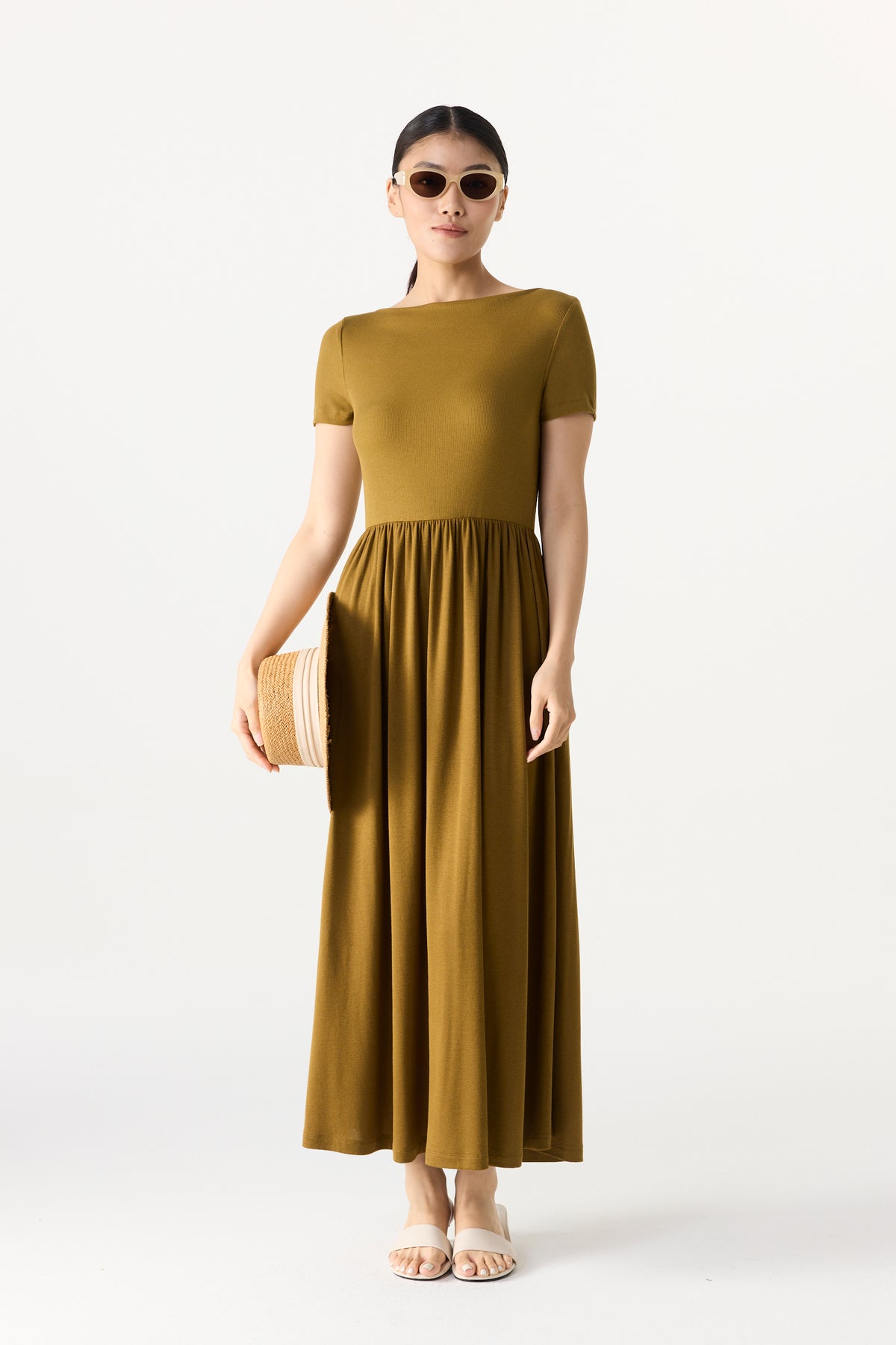 Wide Neck Jersey Dress