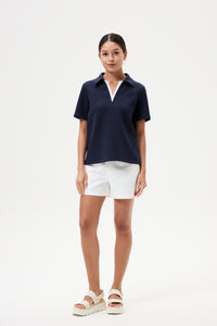 Contrast V-Neck Collared Tee