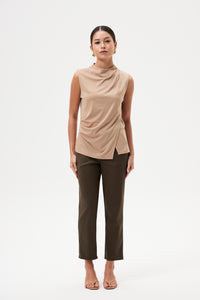 Asymmetrical Mock Neck Sleeveless Top