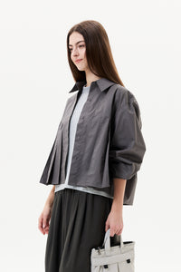 Button-Down Pleated Shirt