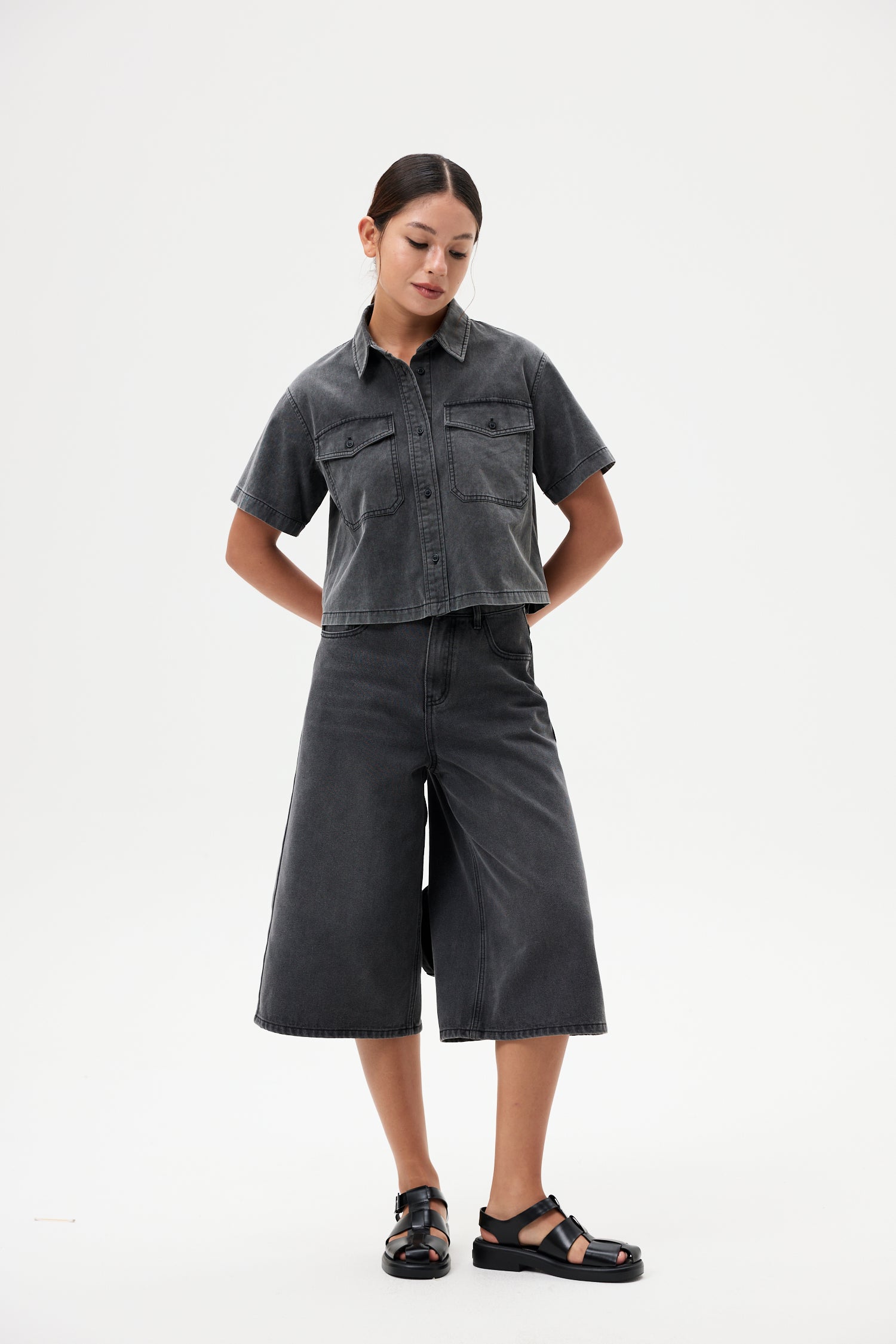A-Line Washed Denim Top