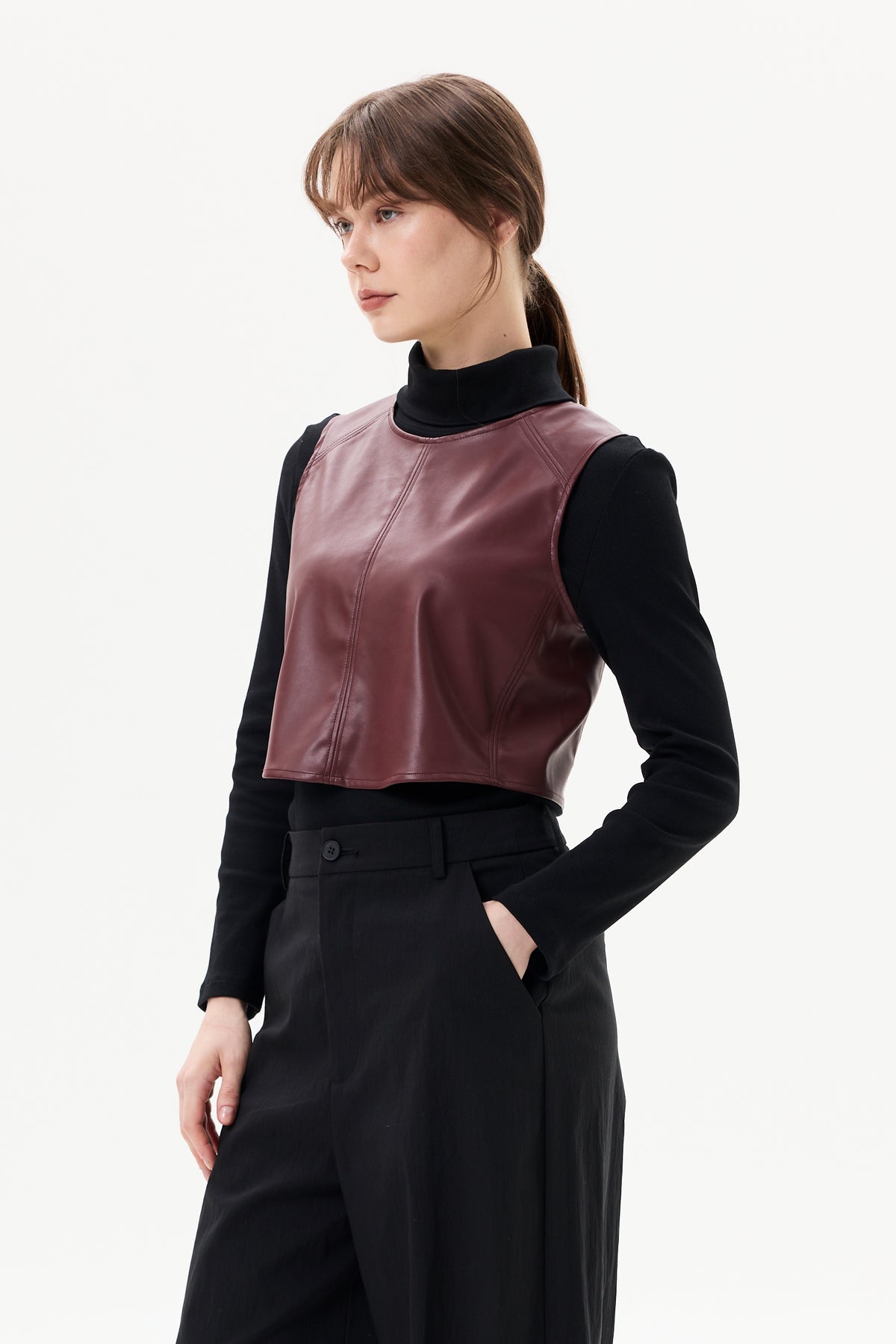 Boxy Cropped Leather Vest