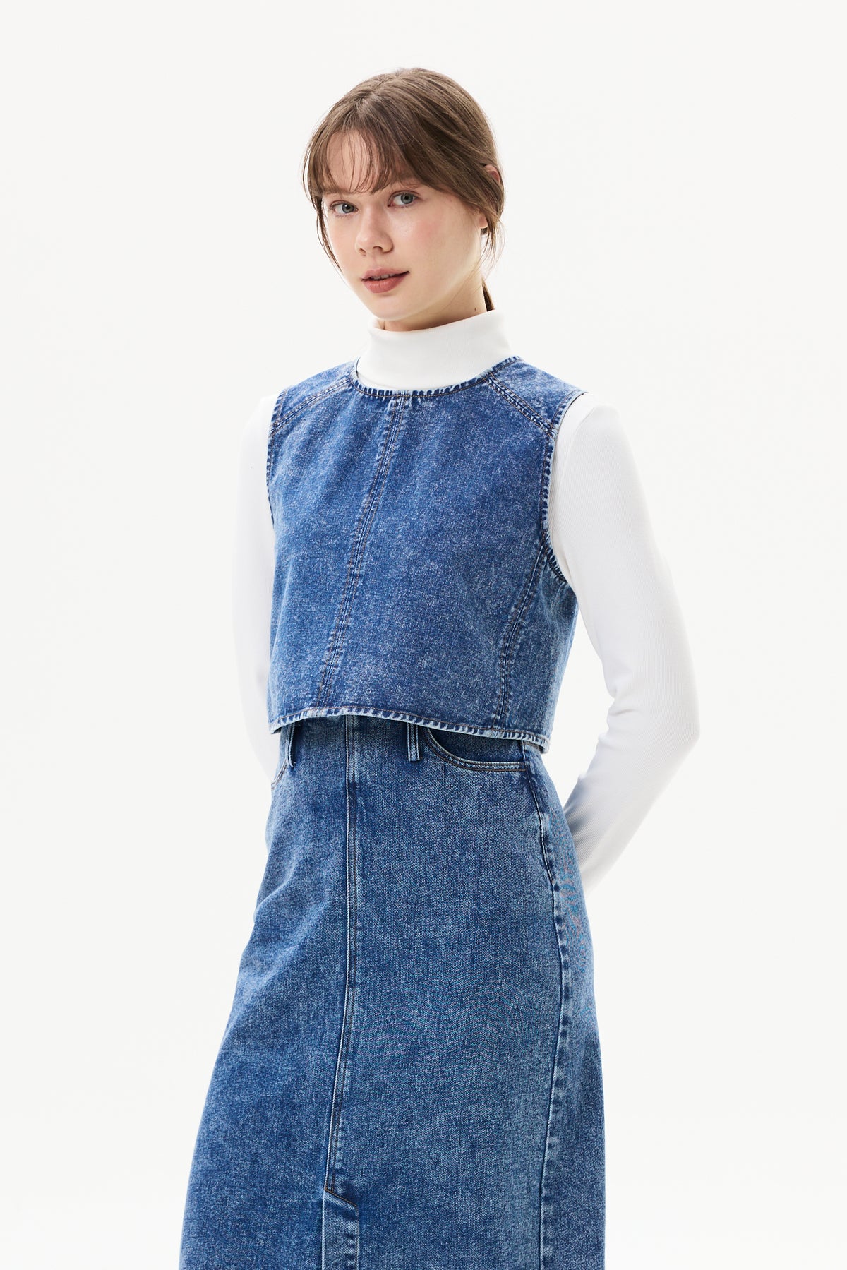 Boxy Cropped Denim Vest