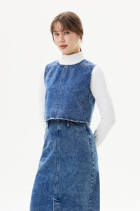Boxy Cropped Denim Vest
