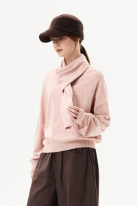 Scarf Hooded Knit Sweater