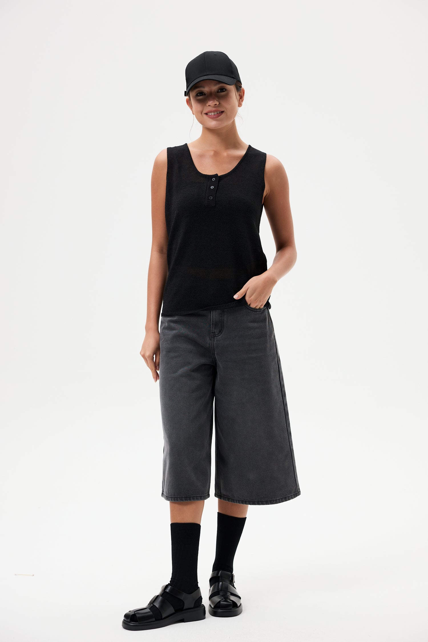 Scoop Sleeveless Knit Top