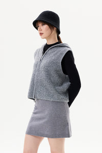 Two-Way Zip Hooded Knit Vest