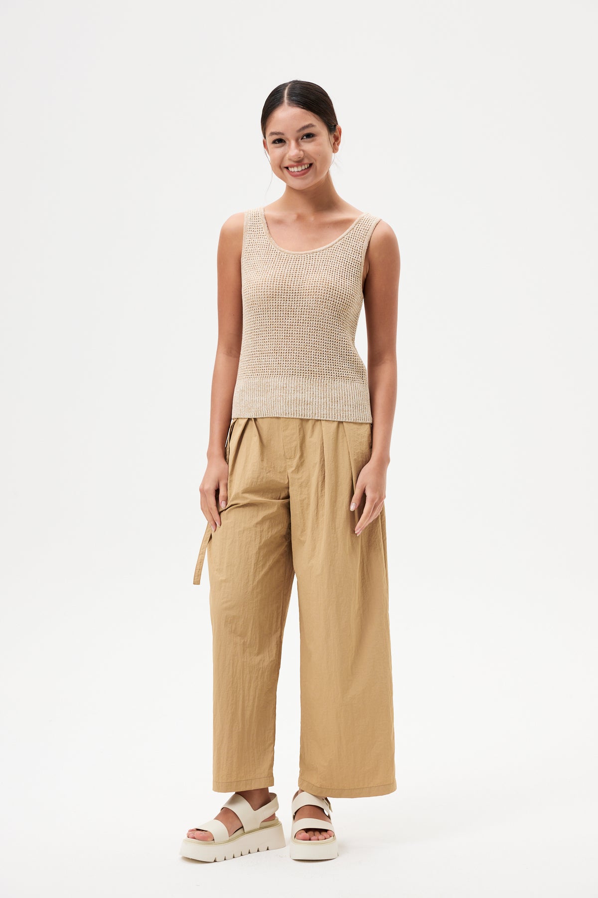 Mini Belt Straight Pants