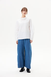 Denim Elasticated Wide-Leg Pants