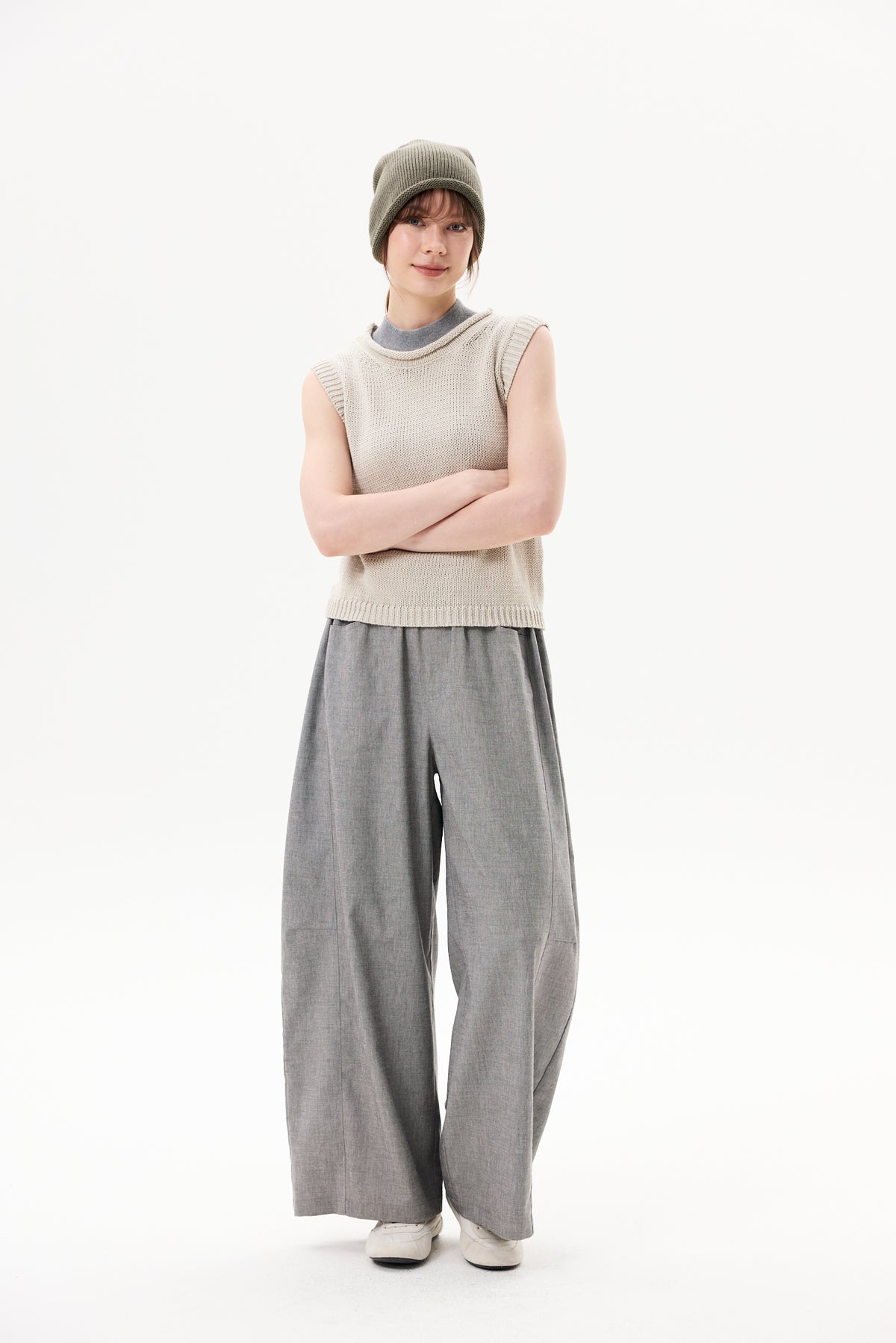 Elasticated Wide-Leg Pants