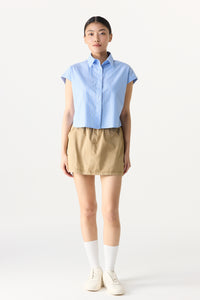 Double Button Stripes Mini Skirt