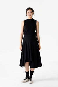 Asymmetric Pleated Skirt
