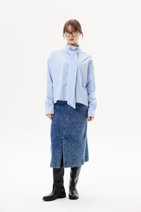 Slit Denim Midi Skirt