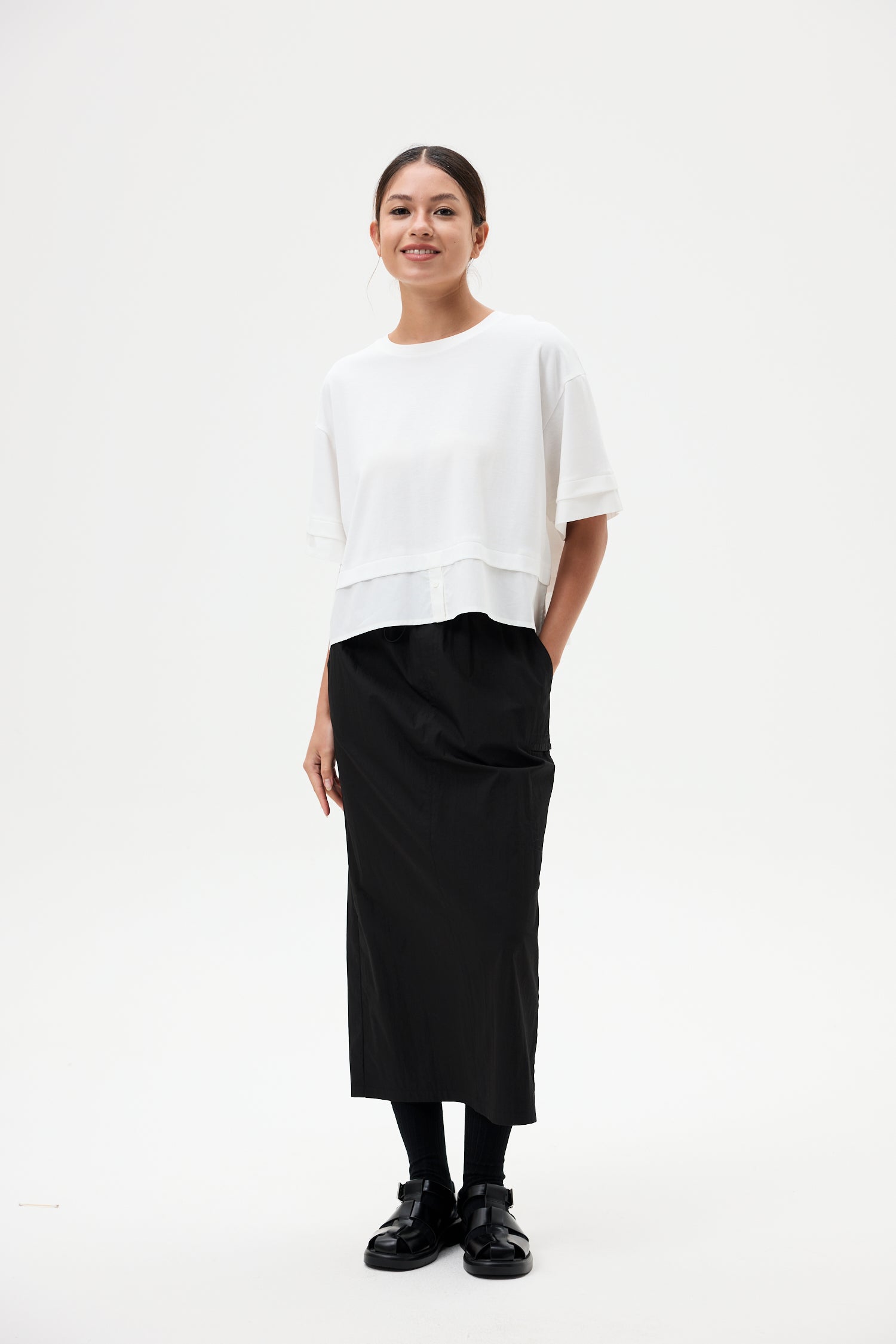 Contrast Hem Boxy Tee