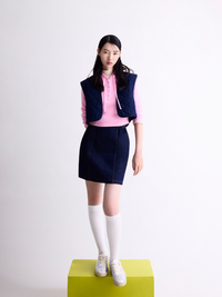 Double Tab Mini Denim Skirt