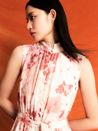 Printed Stand Collar Dress