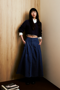 Midi Length Denim  Flare Skirt