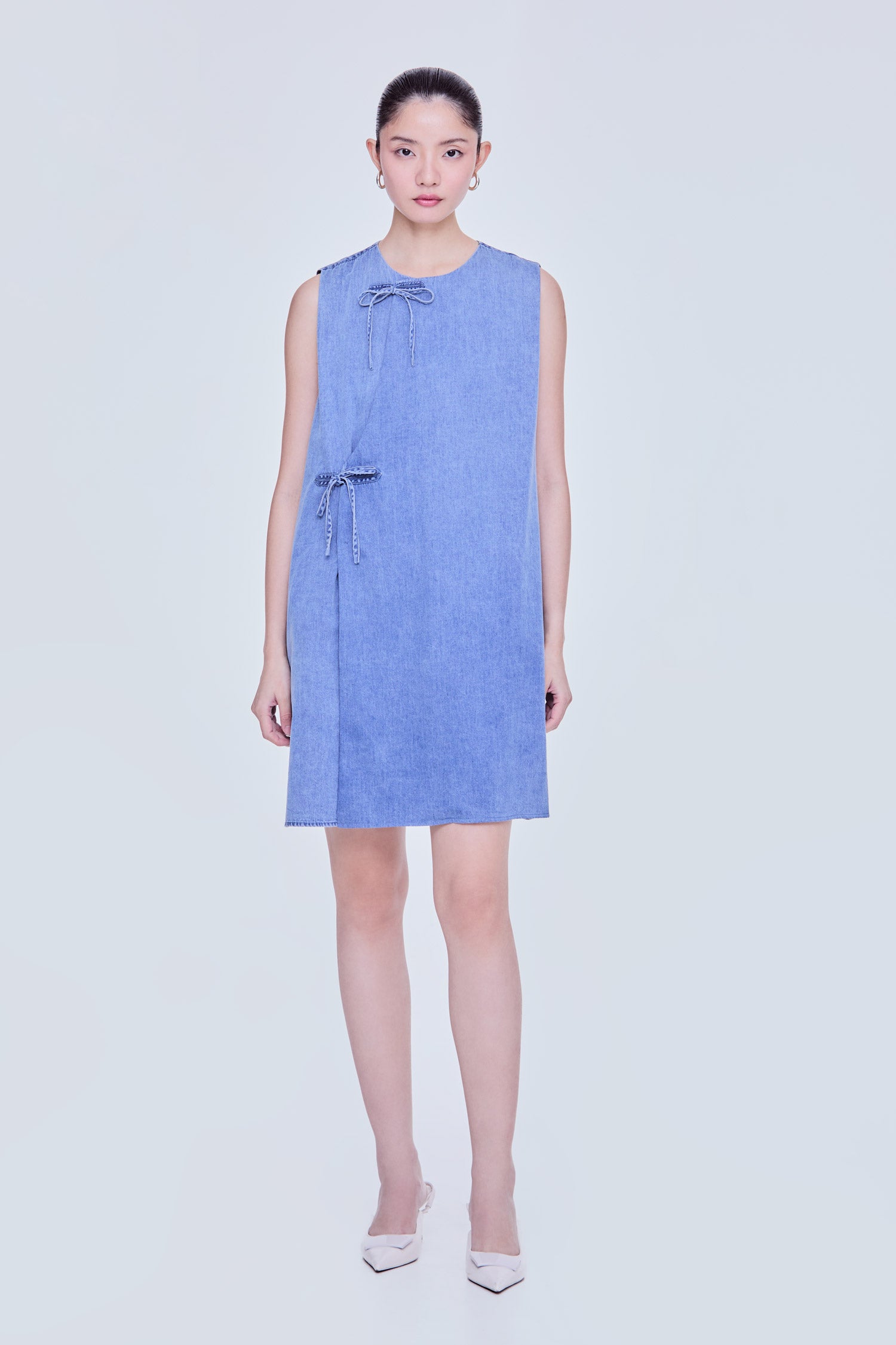 Diagonal Ribbon A-Line Denim Dress – iORA