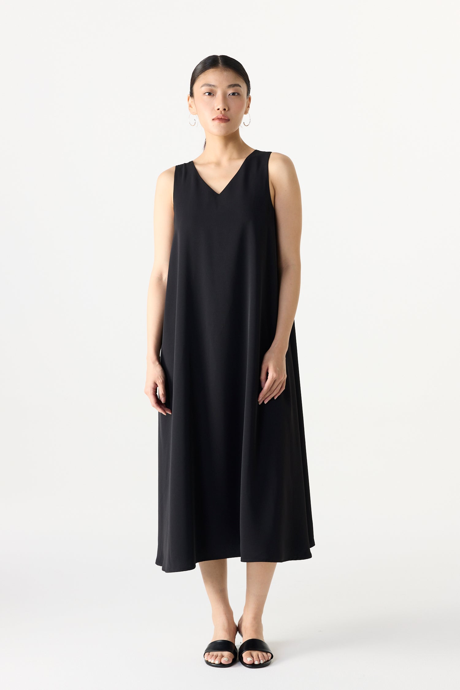 Sleeveless V-Neck Midi Dress
