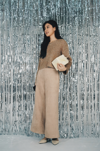 Wide Leg Suedette Trousers