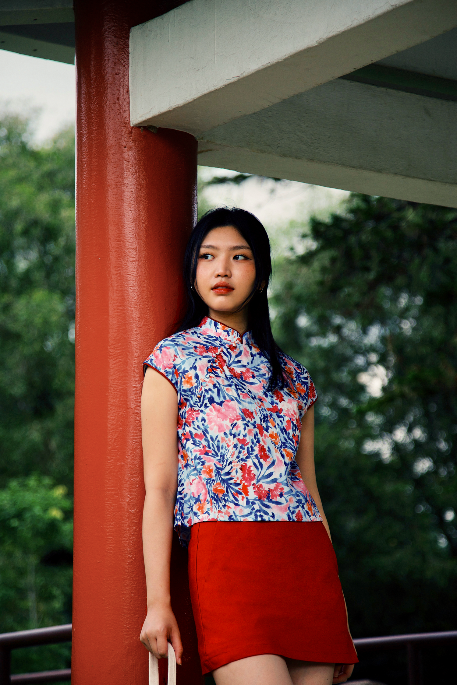 Printed Mandarin Blouse