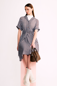 Printed Notched Lapel Dress