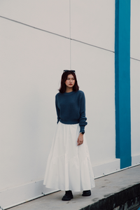 Asymmetrical Gathers Midi Skirt