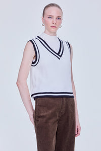 Contrast Trim Knit Vest