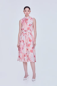 Printed Stand Collar Dress