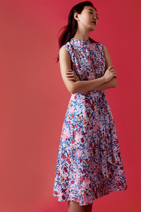 Highneck Printed A-Dress