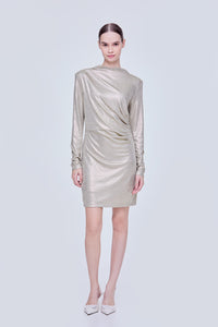 Metallic Ruched Mini Dress