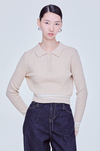 Contrast Polo Knit Top