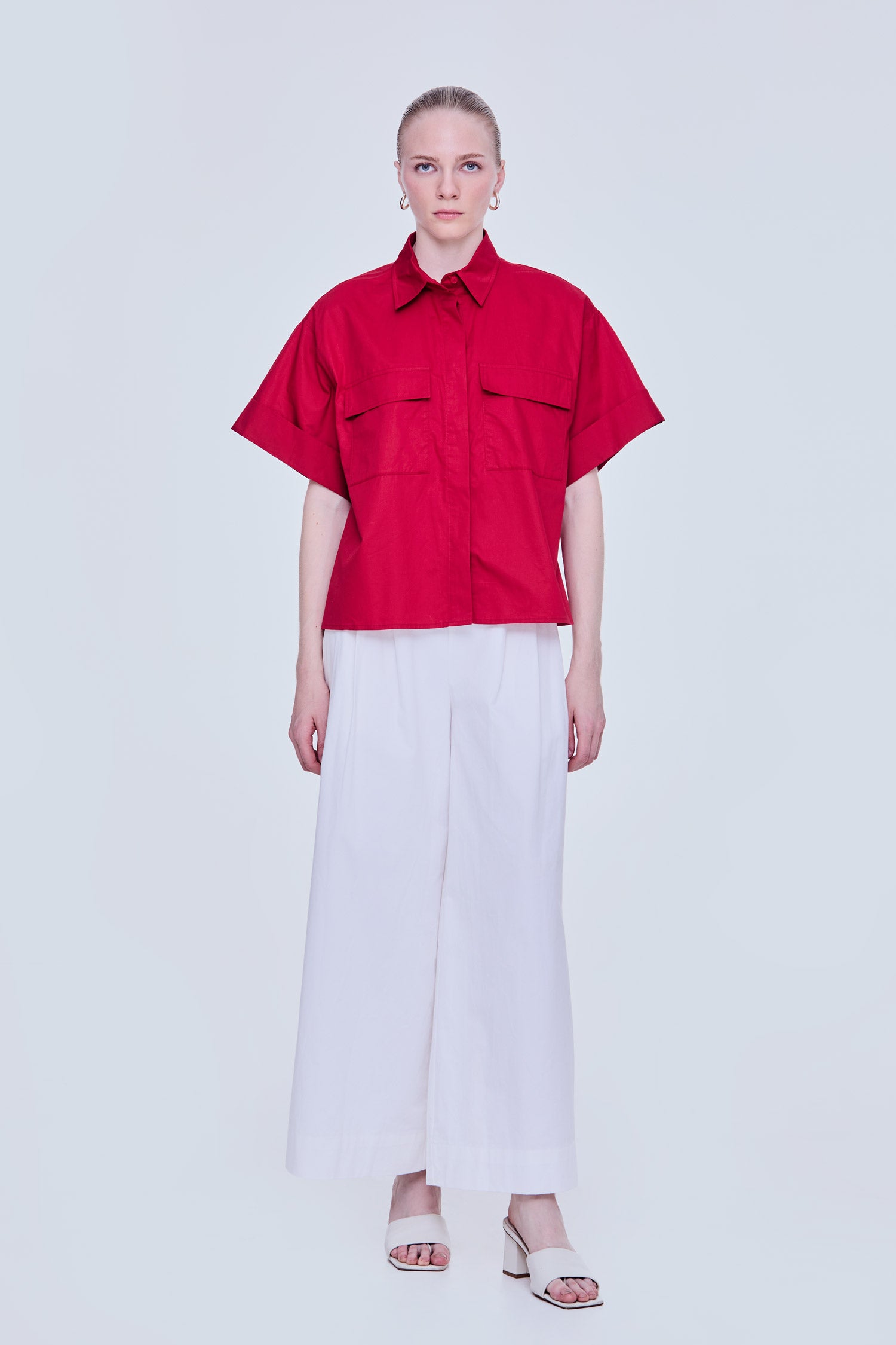 Pocketed Boxy Shirt Top