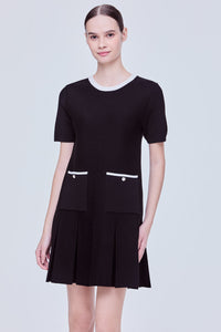 Pleated Mini Knit Dress