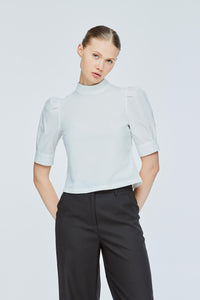 High Collar Puffy Sleeve Top