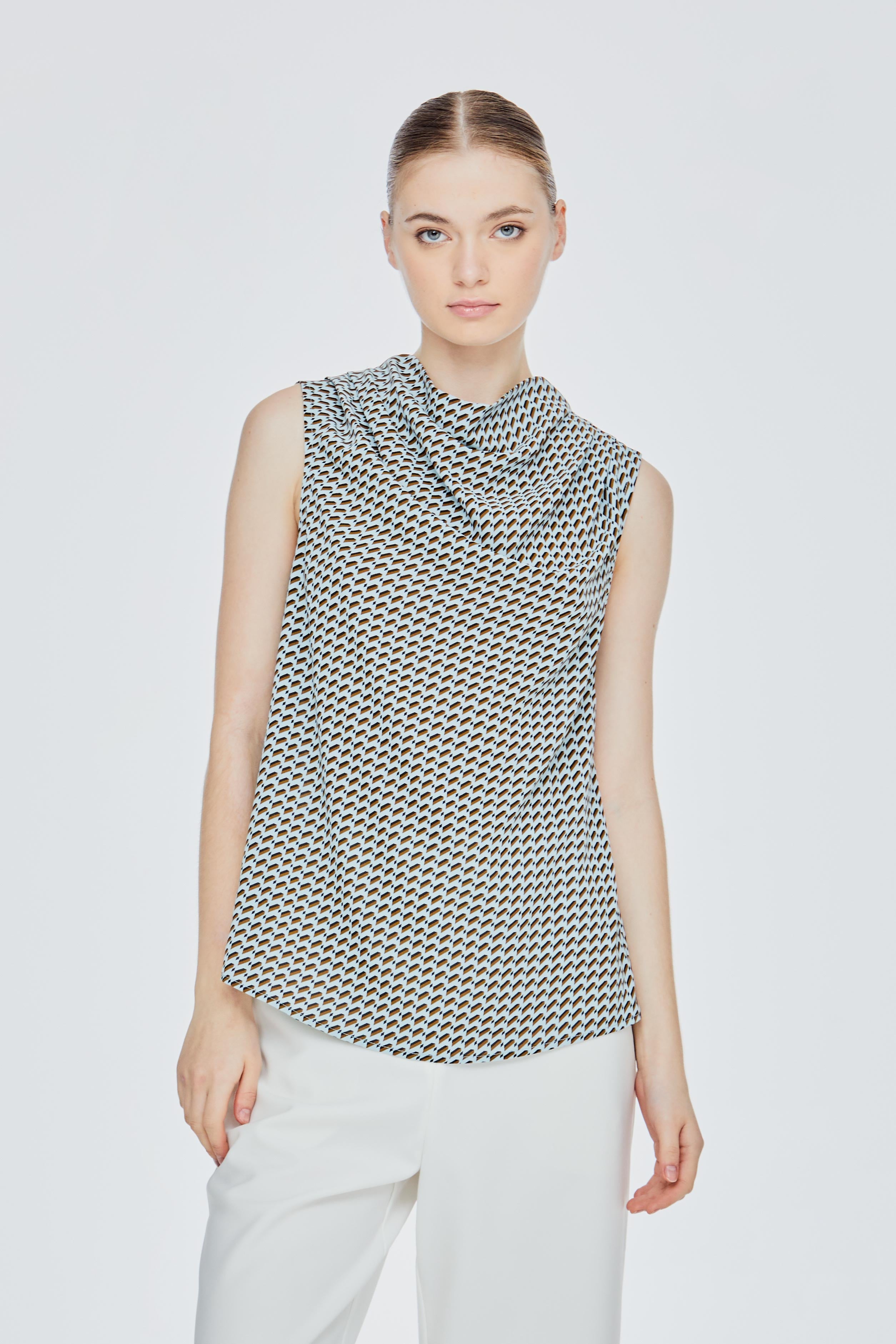 Draped Collar Tank Top