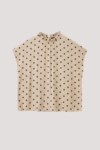 Ruffle Neck Polka Dot Blouse