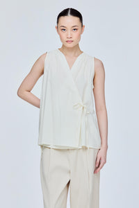 Sleeveless Surpliced V-Neck Blouse