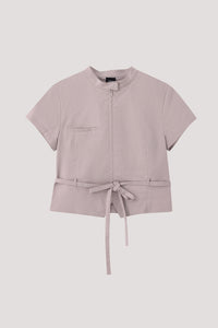 Waist Tie Shacket Blouse