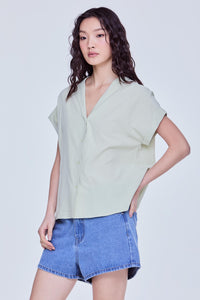 Notched Lapel Boxy Blouse