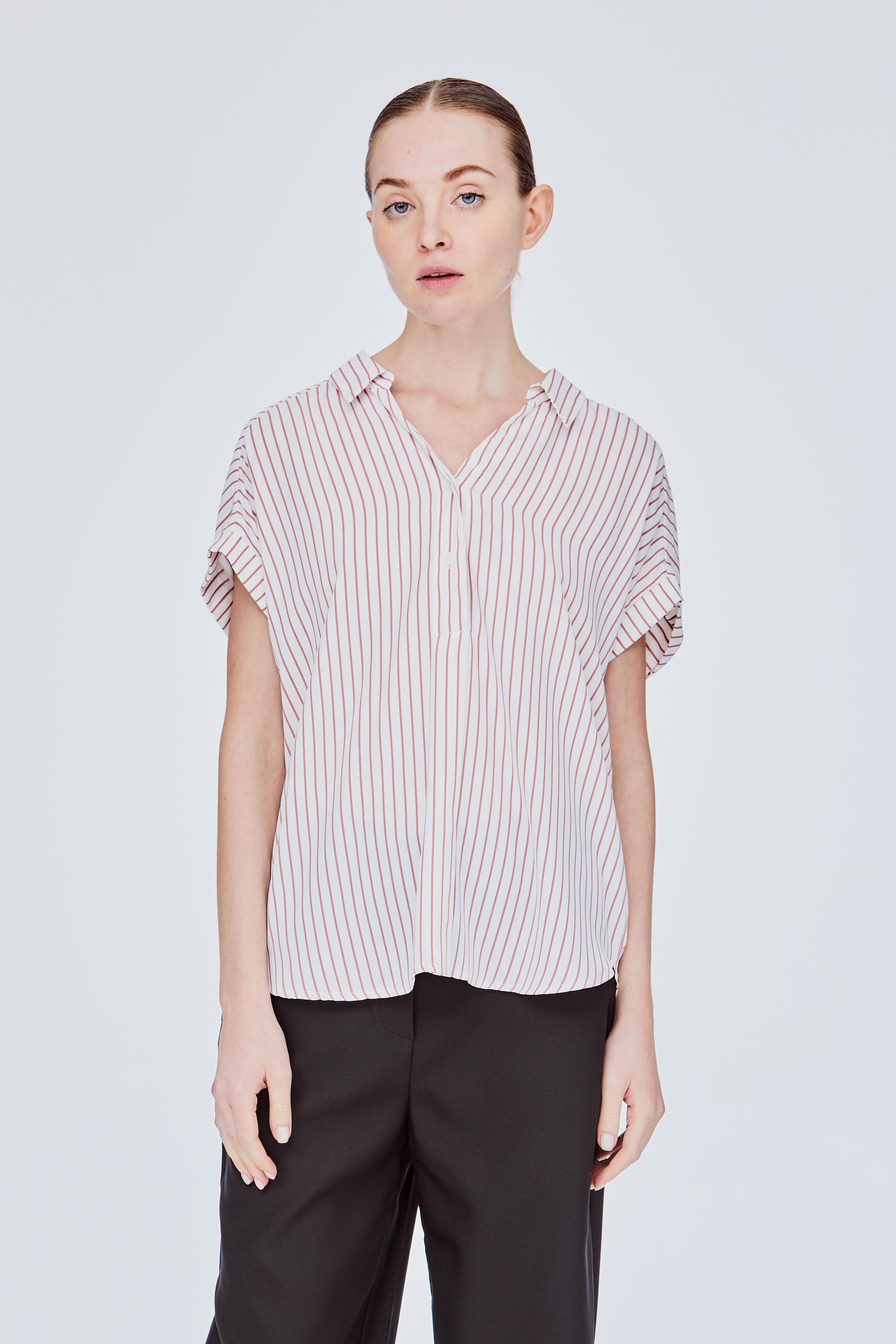 Collar Striped Blouse