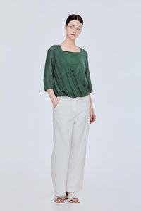 Boxy Surpliced Neckline Blouse