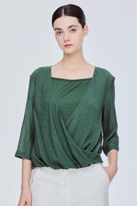 Boxy Surpliced Neckline Blouse