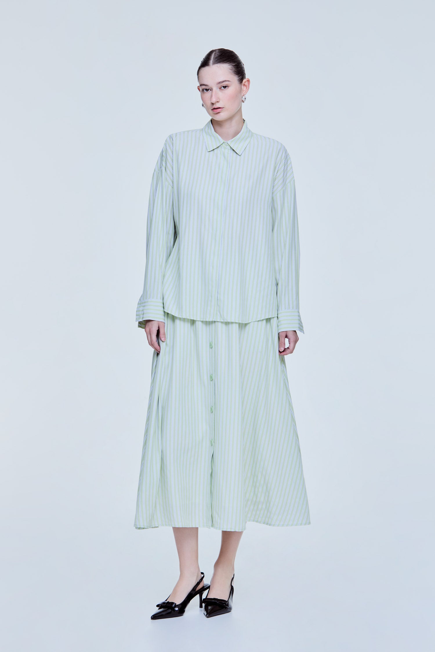 Dropped Shoulder Striped Blouse