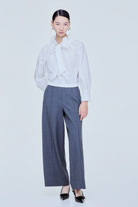 Cropped Ruffled Neck Blouse