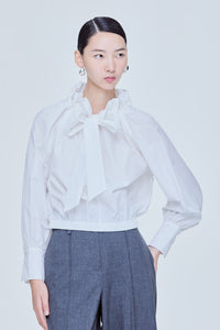 Cropped Ruffled Neck Blouse