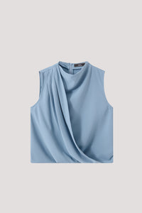 Asymmetrical Cowl Neck Sleeveless Top